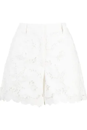 Self-Portrait Shorts bordados de tiro alto