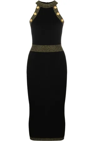 Balmain Vestido de tejido con detalle de botones