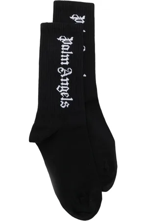 Palm Angels Calcetines tejidos de canalé con logo en intarsia
