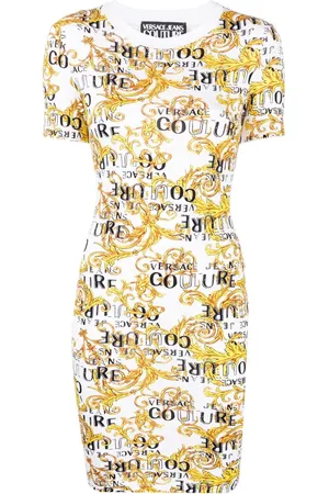 VERSACE Vestido estilo playera con logo estampado