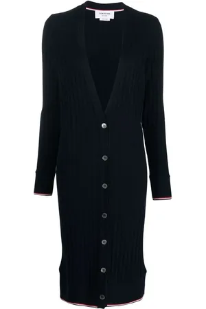 Thom Browne Cárdigan largo de canalé RWB
