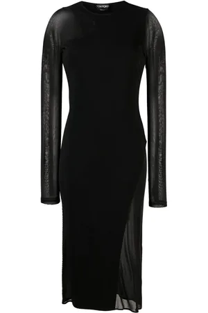 Tom Ford Vestido midi con paneles semitransparentes