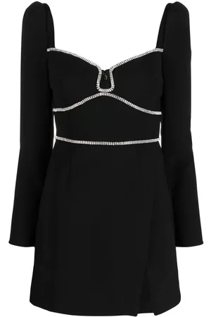Self-Portrait Vestido midi con ribete de strass