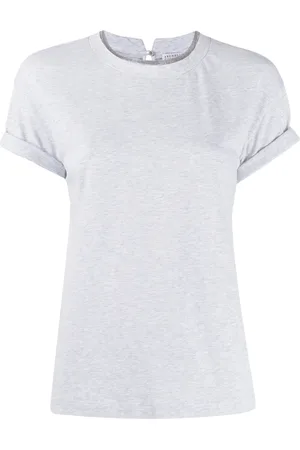 Brunello Cucinelli Playera con detalle de mostacillas en el cuello