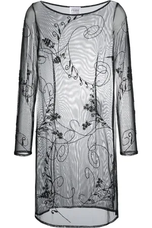 Gianfranco Ferré Vestido manga larga con bordado floral 1990