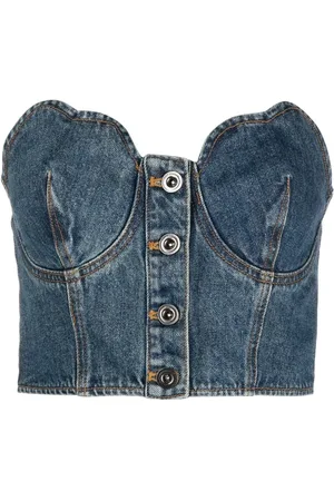 Self-Portrait Top tipo bustier de mezclilla strapless
