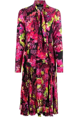 VERSACE Vestido midi con estampado floral