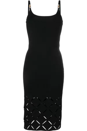 VERSACE Vestido midi con placa Medusa