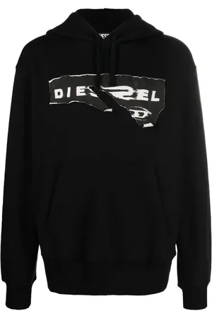 Diesel Hoodie rasgados con logo estampado