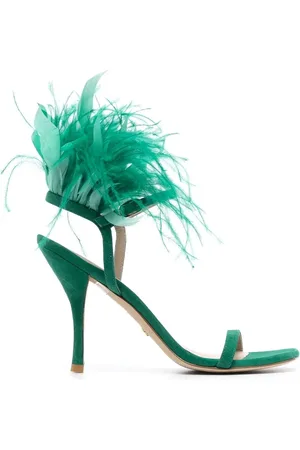Stuart Weitzman Sandalias Plume con detalle de plumas y tacón de 100mm