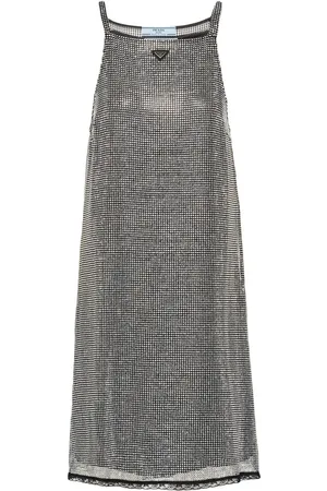Prada Vestido de malla con detalles de strass