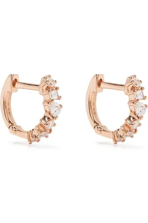 EF Collection Aretes huggie en oro rosa de 14kt con diamantes