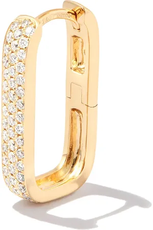 JACQUIE AICHE Arete Mini Rectangle en oro amarillo de 14kt con diamantes