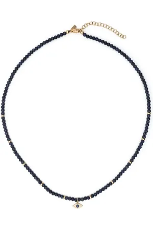 EF Collection Collar de cuentas Evil Eye en oro amarillo de 14kt con zafiro