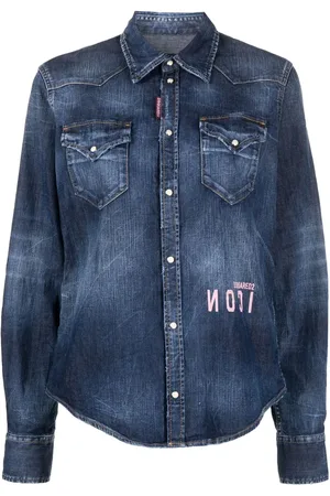 Dsquared2 Camisa de mezclilla con logo estampado