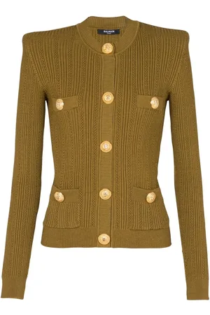 Balmain Vestido largo tejido con botones