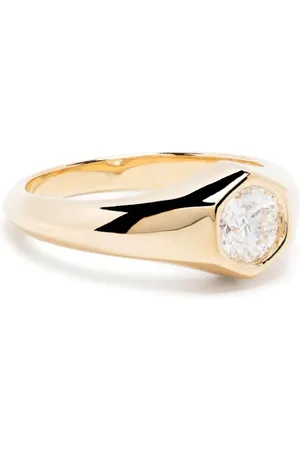 Lizzie Mandler Anillo de sello Knife Edge en oro amarillo de 18kt con diamantes