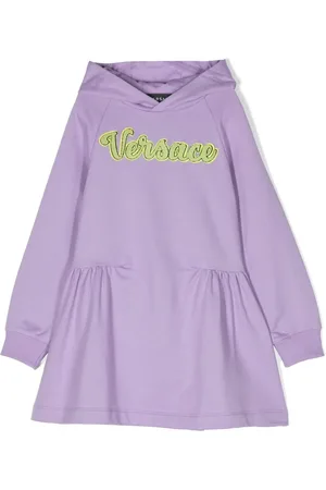 VERSACE Vestido con capucha y logo texturizado