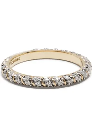 YVONNE LÉON Anillo Mini Torsade en oro amarillo de 9kt con diamantes
