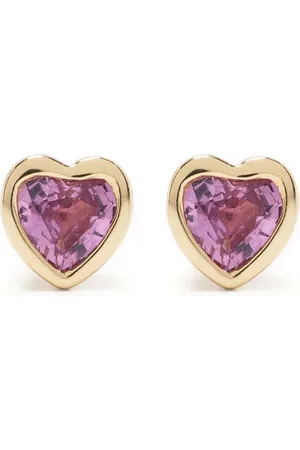 EF Collection Aretes Heart en oro amarillo de 14kt con zafiros