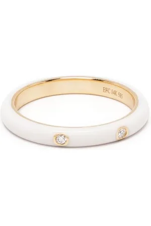 EF Collection Anillo en oro amarillo de 14kt con diamantes y esmalte