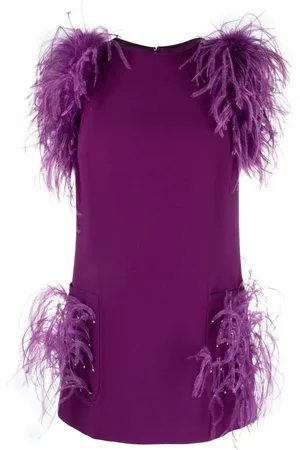 Elie saab Blusa con ribete de plumas