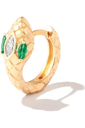 JACQUIE AICHE Aretes Head Snake en oro rosa de 14kt con diamantes y esmeralda