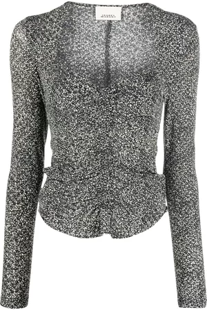Isabel Marant Mujer Con escote - Top con escote de corazón y estampado de leopardo