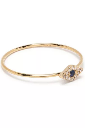 EF Collection Anillo Evil Eye en oro amarillo de 14kt con diamantes y zafiro