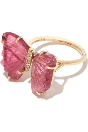 JACQUIE AICHE Anillo Butterfly en oro amarillo de 14kt con turmalina