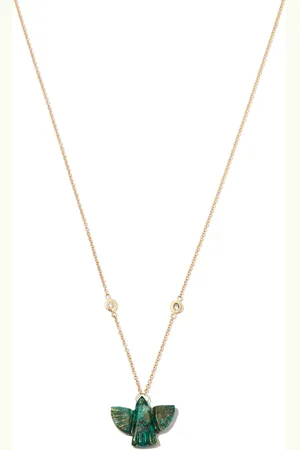 JACQUIE AICHE Collar Baby Chrysocolla en oro amarillo de 14kt