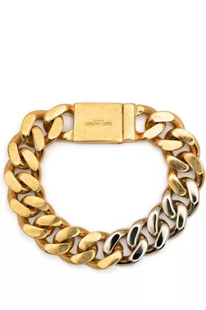Saint Laurent Pulsera de cadena con diseño de dos tonos