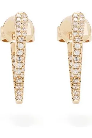 EF Collection Aretes Mini Hook en oro amarillo de 14kt con diamantes