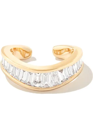 Anita Arete ear-cuff en oro amarillo de 18kt con diamantes de corte baguette