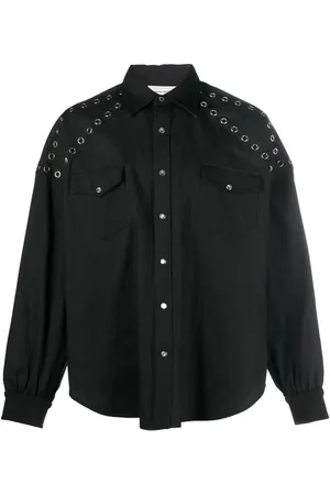 Alexander McQueen Camisa de mezclilla con detalles de ojales
