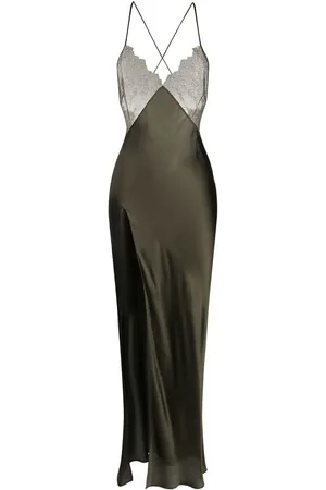 MAISON CLOSE Vestido de noche con ribete de encaje
