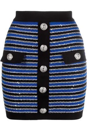 Balmain Falda con rayas estampadas y botones