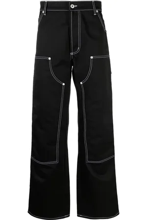 Heron Preston Pantalones anchos con costuras en contraste