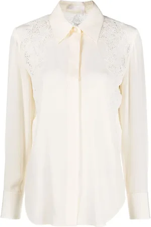 Chloé Camisa de seda con detalle de guipur