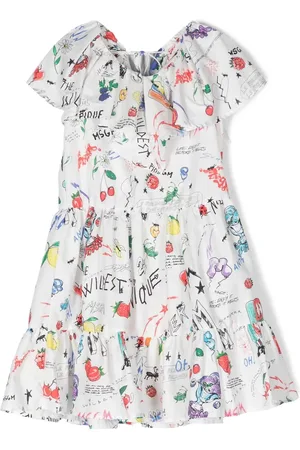 Msgm Vestido pintado a mano con volantes