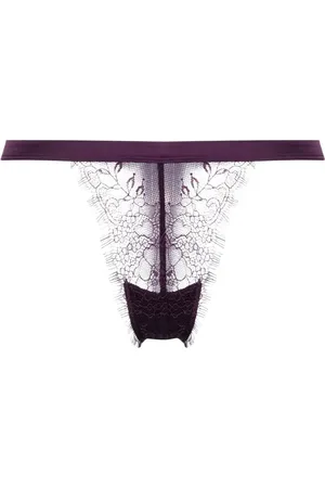 MAISON CLOSE Tanga de encaje transparente