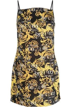 VERSACE Vestido corto con logo estampado