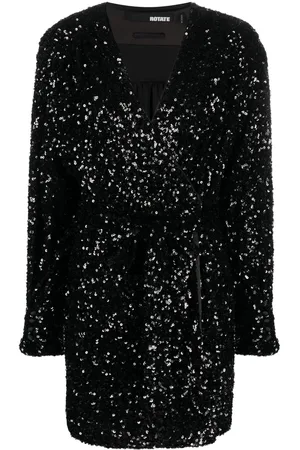 ROTATE Vestido corto cruzado bordado con lentejuelas