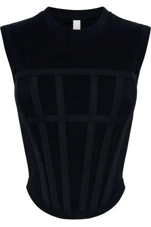 DION LEE Top estilo corset de canalé