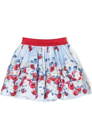 MONNALISA Falda con logo en la pretina y cerezas estampadas