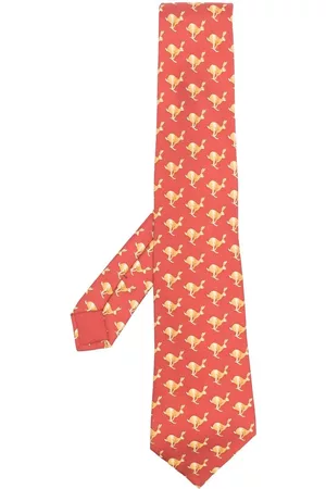 Hermès Hombre Corbatas - Corbata de seda con liebres estampadas 2000 pre-owned