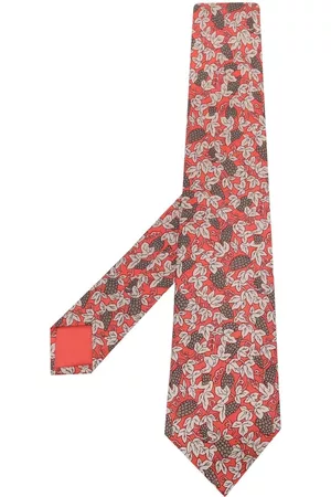 Hermès Corbata de seda con estampado de hojas 2000 pre-owned