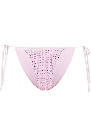 Self-Portrait Bikini bottom con detalles de strass