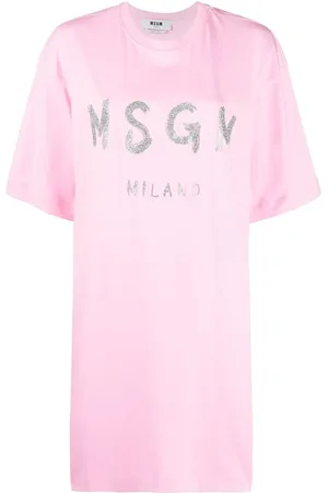 Msgm Vestido estilo playera con logo estampado