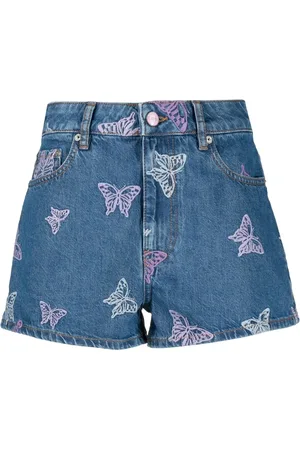 Ganni Shorts de mezclilla con motivo de mariposa
